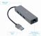 Адаптер Cablexpert A-AMU3-LAN-01  концентратор, з USB-A на Gigabit Ethernet, + 3 порти USB 3.1 Gen1 (5 Gbps), 1000 Mbps, метал, сірий
