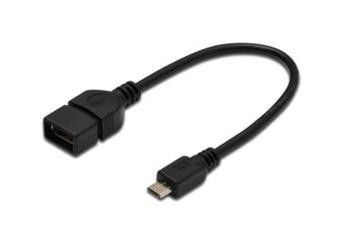 Адаптер Digitus AK-300309-002-S USB 2.0 (AF/microB) OTG DIGITUS 0.2м, Black/Черный, bulk
