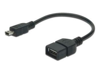 Адаптер Digitus AK-300310-002-S USB 2.0 (AF/miniB) OTG 0.2m, black