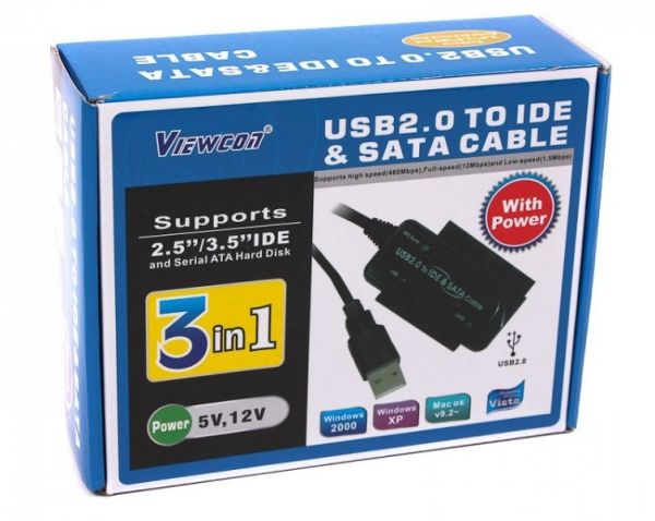 Адаптер Viewcon VE158 USB2.0-DE/SATA, з БЖ