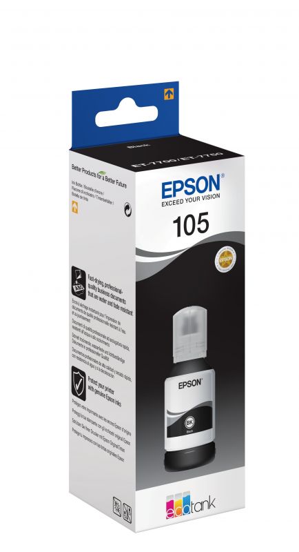 Чорнило Epson 105 для L7160/L7180, black pig. (чорне пігментне) (C13T00Q140)