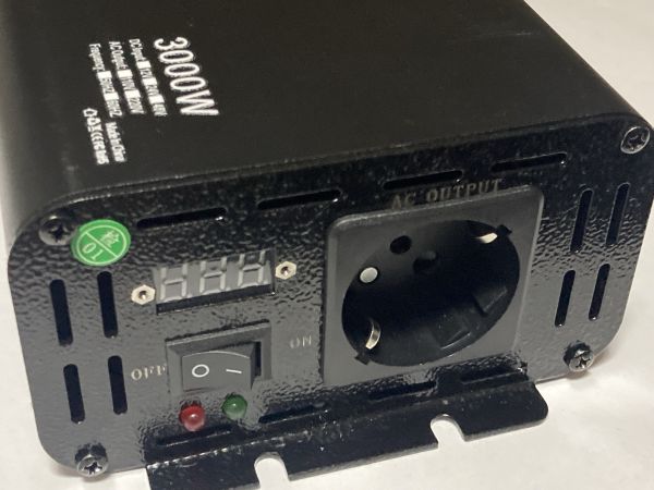 Інвертор Aerovolt Pure Sine Wave 3000W вхід DC 12V, вихід AC 230V, до 600Вт, чиста правильна синусоїда, EU розетка (3000W)