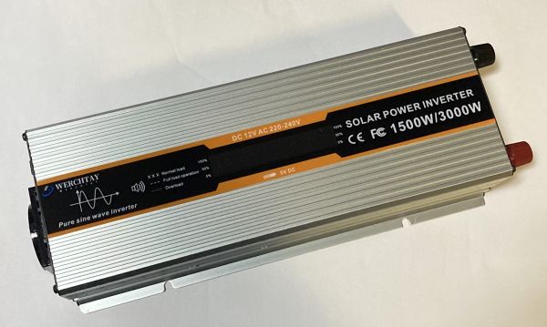 Інвертор SOLAR POWER 1500W/3000W вхід DC 12V, вихід AC 230V, 1500Вт, USB 5V DC, чиста правильна синусоїда (SP-3000)
