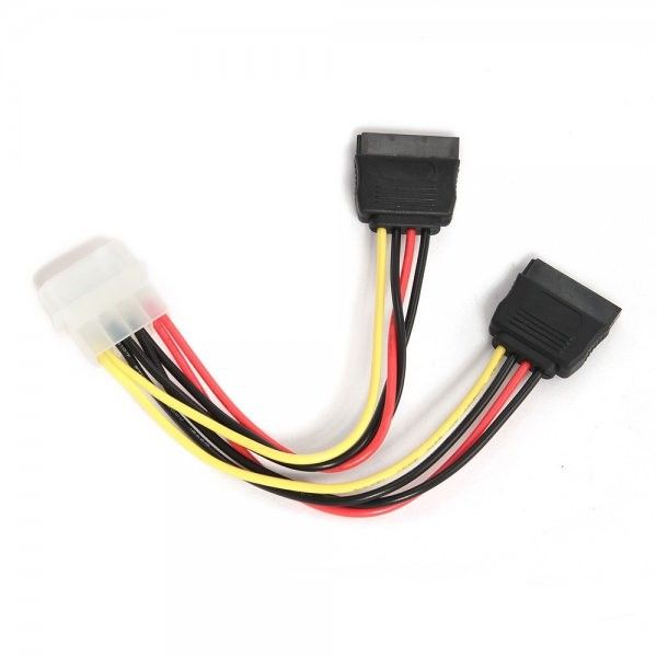 Кабель Cablexpert CC-SATA-PSY-0.3M живлення (Molex) M/F + 2 SATA  (на два пристрої), кабель живлення, 300 мм