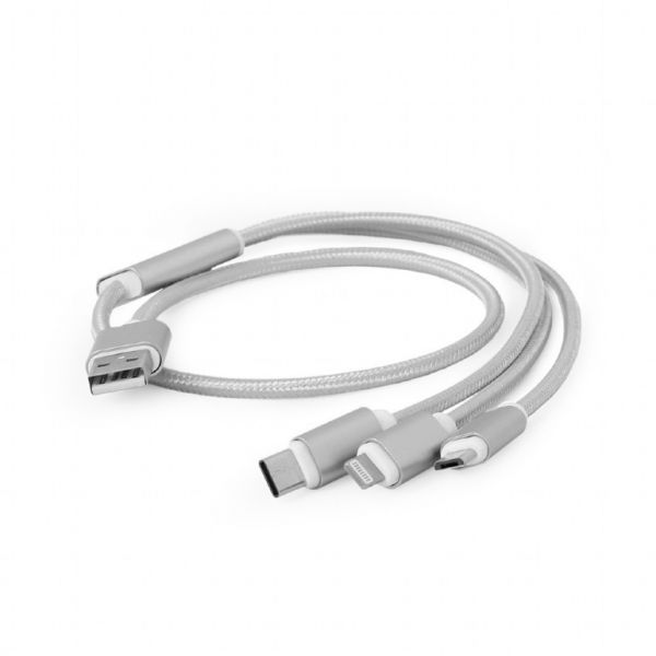 Кабель Cablexpert CC-USB2-AM31-1M для зарядки USB BM-папа/Lightning/Micro/Type-C USB, 1.0 м