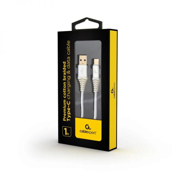Кабель Cablexpert CC-USB2B-AMCM-1M-BW2 USB 2.0 A-тато/Type-C тато, преміум, 2.1 А