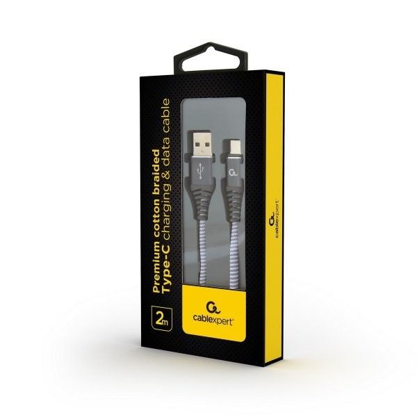 Кабель Cablexpert CC-USB2B-AMCM-2M-WB2 USB 2.0 A-папа/Type-C папа, преміум, 2.1А, 2м