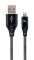 Кабель Cablexpert CC-USB2B-AMLM-1M-BW USB 2.0 А-тато/Lightning, 1.0 м, преміум, 2.1 А, black/white