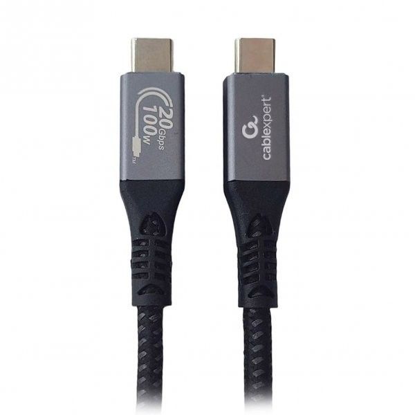 Кабель Cablexpert CCBP-USB3-CMCM100-0.5M , USB Type C 3.2 Gen2*2 20Gbps, 100W(20V5A), 4K60Hz, C-тато/C-тато, 0,5 м, преміум