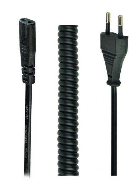 Кабель Cablexpert PC-C1-VDE-1.8M силовий, CEE7/16-C1, спіральний, 1.8 м, VDE, 2*0.75 мм кв.