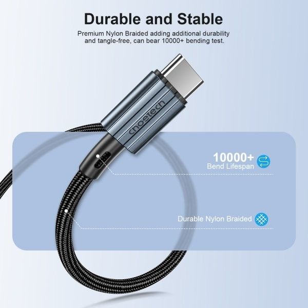 Кабель CHOETECH XCC-1014-BK USB 2.0 C-тато/C-тато, 60 ватт, 1.2 м, преміум