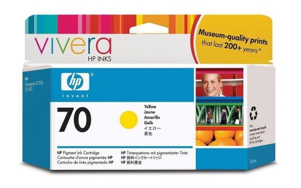 Картридж HP C9454A 70 Yellow Ink Cartridge with Vivera Ink, 130 ml