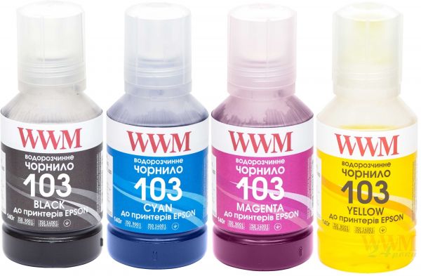 Комплект чорнил WWM 103 для Epson L3100/3110/3150 4х140г B/C/M/Y (E103SET4)