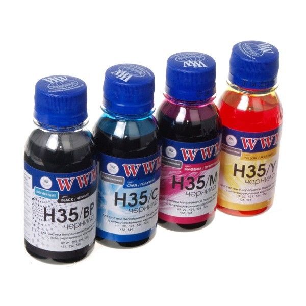 Комплект WWM H35SET-2 чорнил (4*100 г) HP 21/129/131 BP/C/M/Y