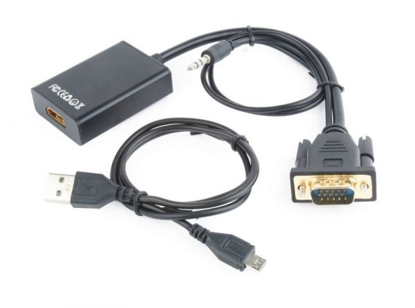 Конвертор Cablexpert A-VGA-HDMI-01 з VGA на HDMI, зі звуком, 15 см