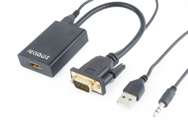 Конвертор Cablexpert A-VGA-HDMI-01 з VGA на HDMI, зі звуком, 15 см