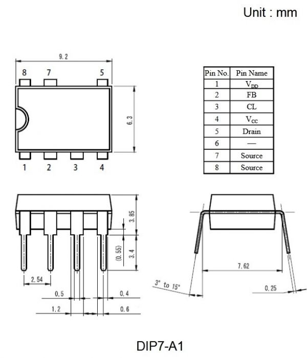 Мікросхема Panasonic MIP2K3 AC-DC контролер живлення, DIP7