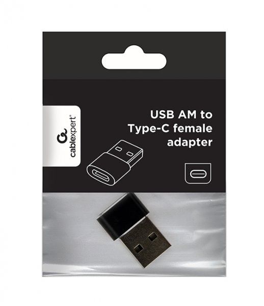 Перехідник Cablexpert A-USB2-AMCF-02 з USB 2.0, А-тато/ USB-C-мама (Type-C), алюміній