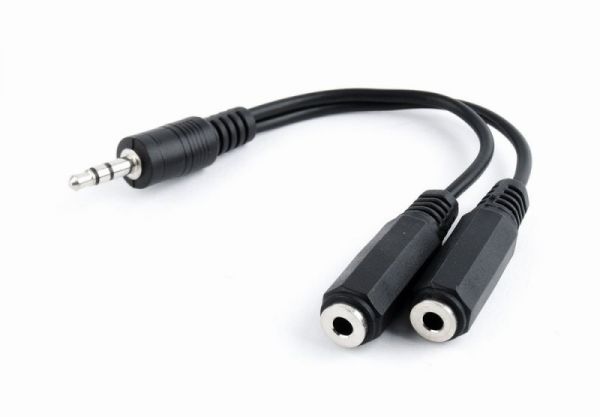 Перехідник Cablexpert CCA-415-0.1M стерео аудіо, 3.5 мм M/F 2х 3.5 мм, 10 см