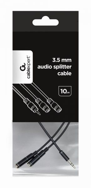 Перехідник Cablexpert CCA-415-0.1M стерео аудіо, 3.5 мм M/F 2х 3.5 мм, 10 см