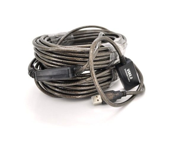 Подовжувач Voltronic YT-AECWC AM/AF-20.0m , активний USB 2.0 AM / AF, 20м, прозорий з чіпом