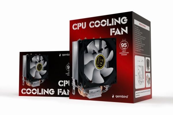 Процесорний кулер Gembird CPU-HURACAN-X60  9 см, TDP 95 Вт, для Intel LGA 775/115X/1200 та AMD