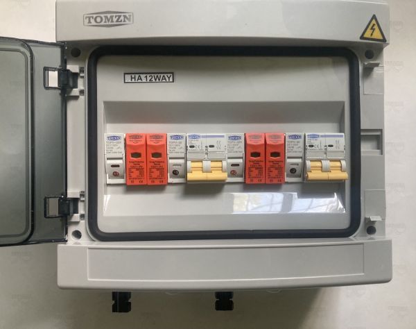 Щит захисту TOMZN TOPV12-2-2 DC600V Fuse 16A, 2 входи, 2 виходи (DC600-2-2-16)