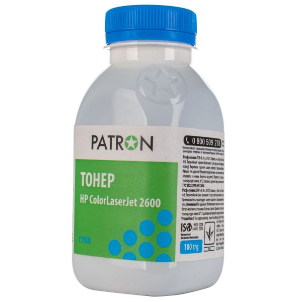 Тонер Patron T-PN-HCLJ2600-C-100 для HP CLJ 1600/2600/2605 CYAN ФЛАКОН 100 г
