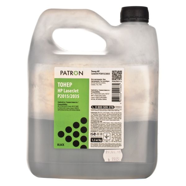 Тонер Patron T-PN-HLJP2015-1.2 для HP LJ P2015/2035/2055 ФЛАКОН 1.2 кг